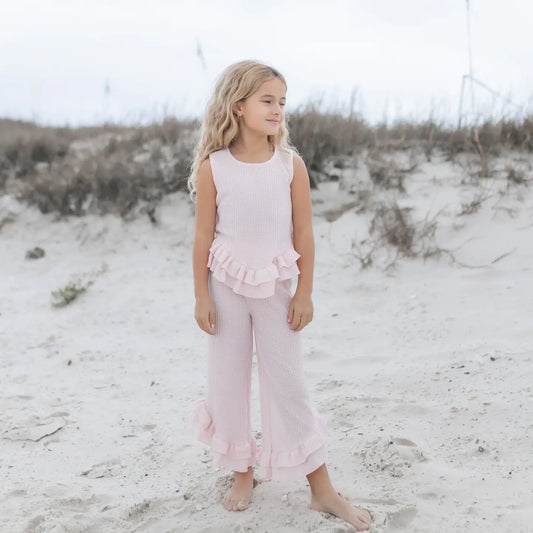 Kids Ruffle Waffle Knit Set