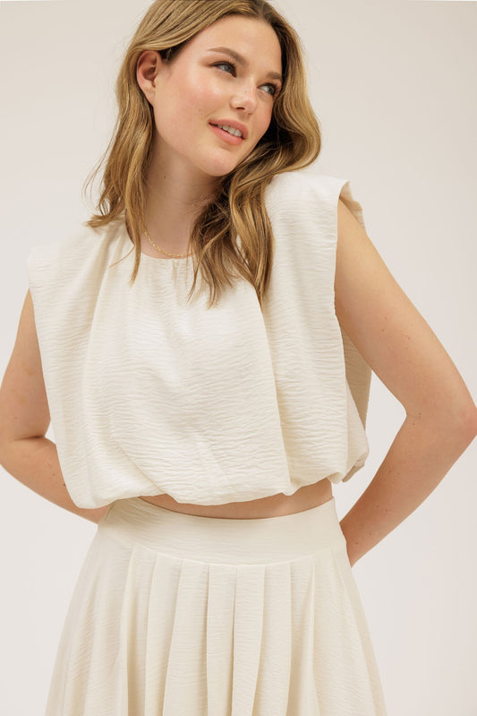 Ally Balloon Crop Top | Cream