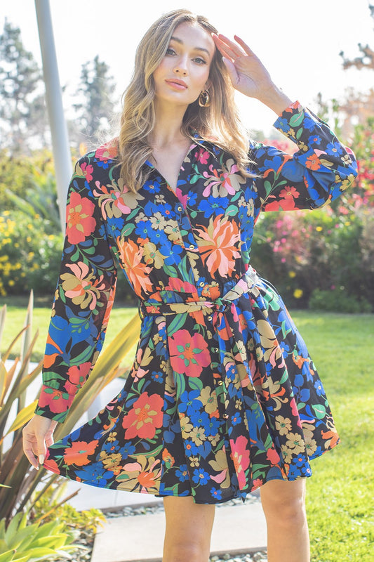 Madison Floral Dress | Black