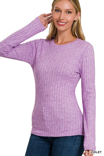 Ribbed Long Sleeve Tee | Violet