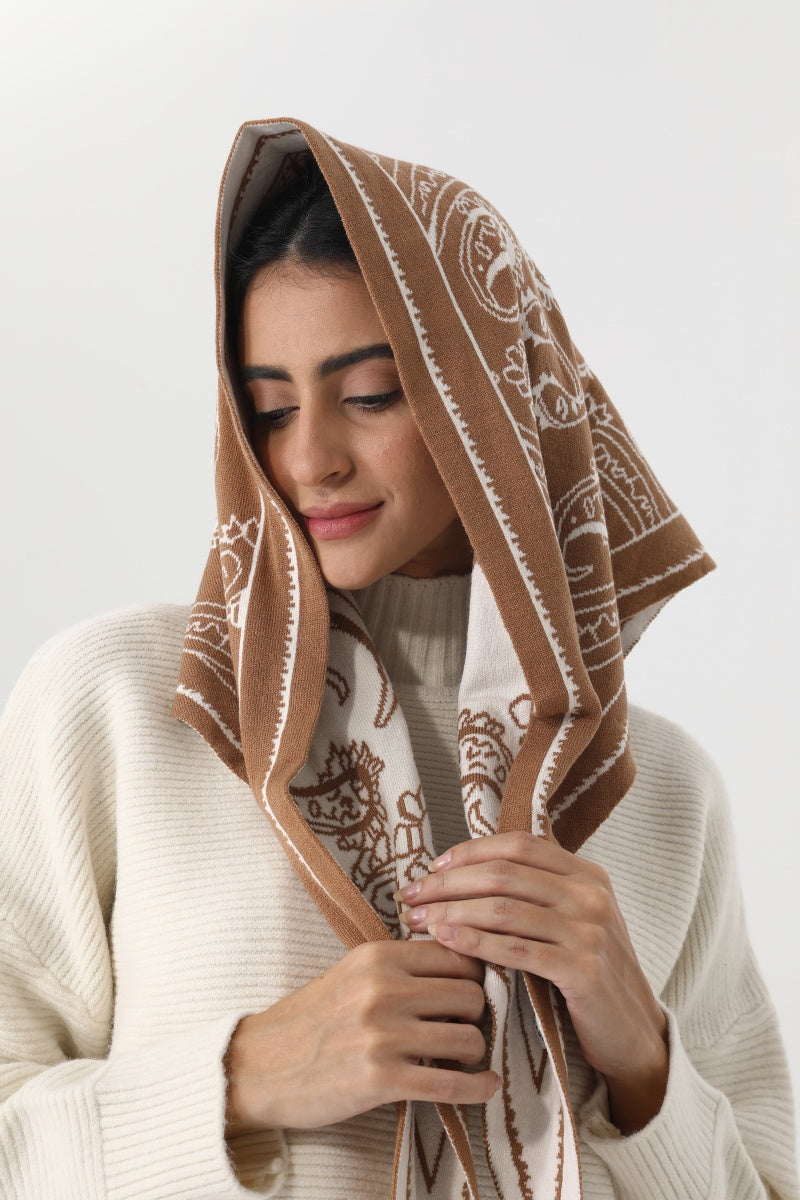 Paisley Knit Triangle Scarf