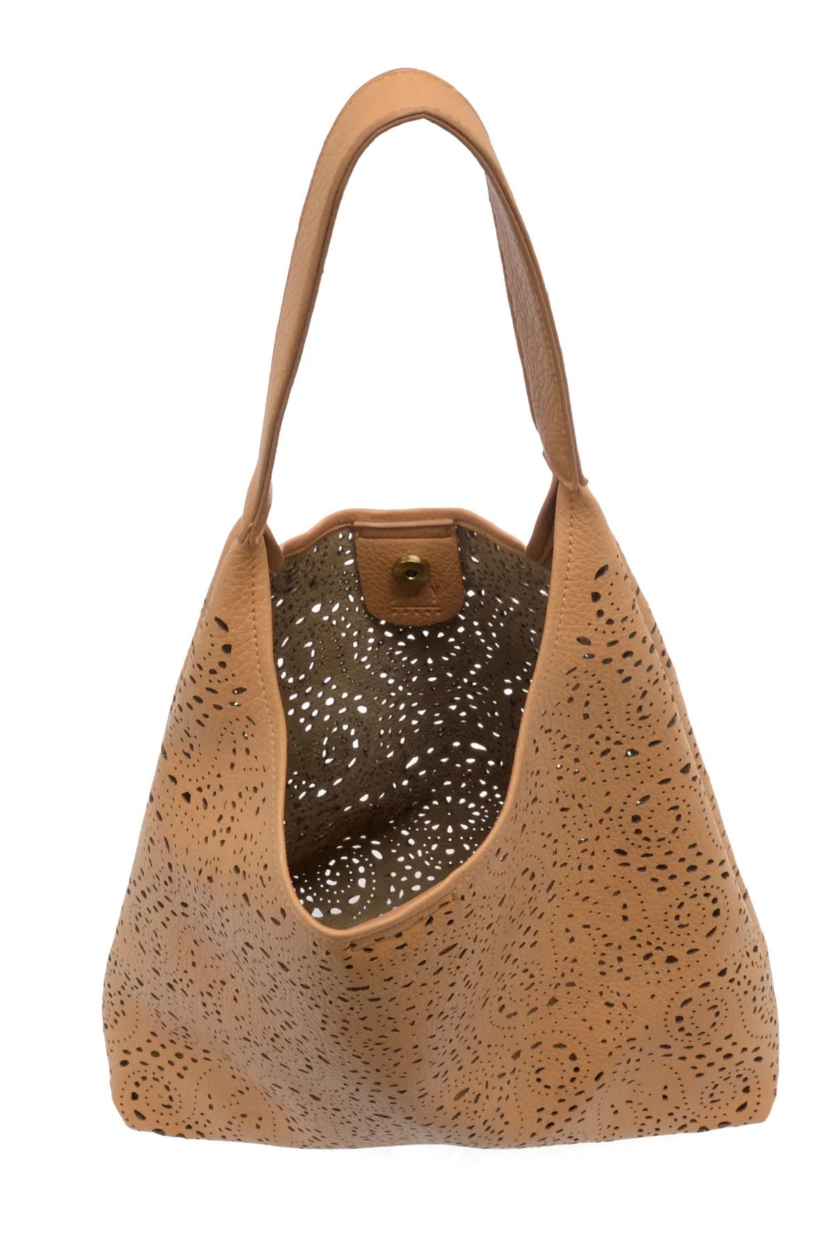 Lazer Cut Eyelet Hobo | Tan