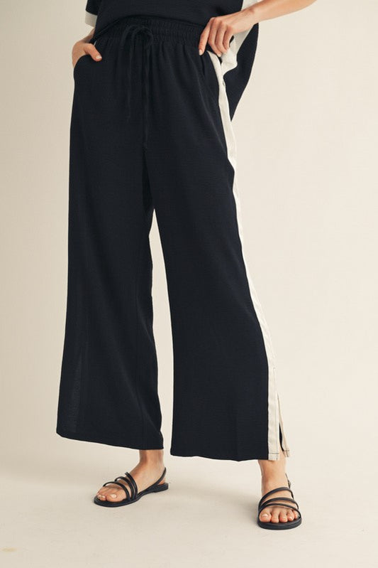 Alanna Side Stripe Pants | Black