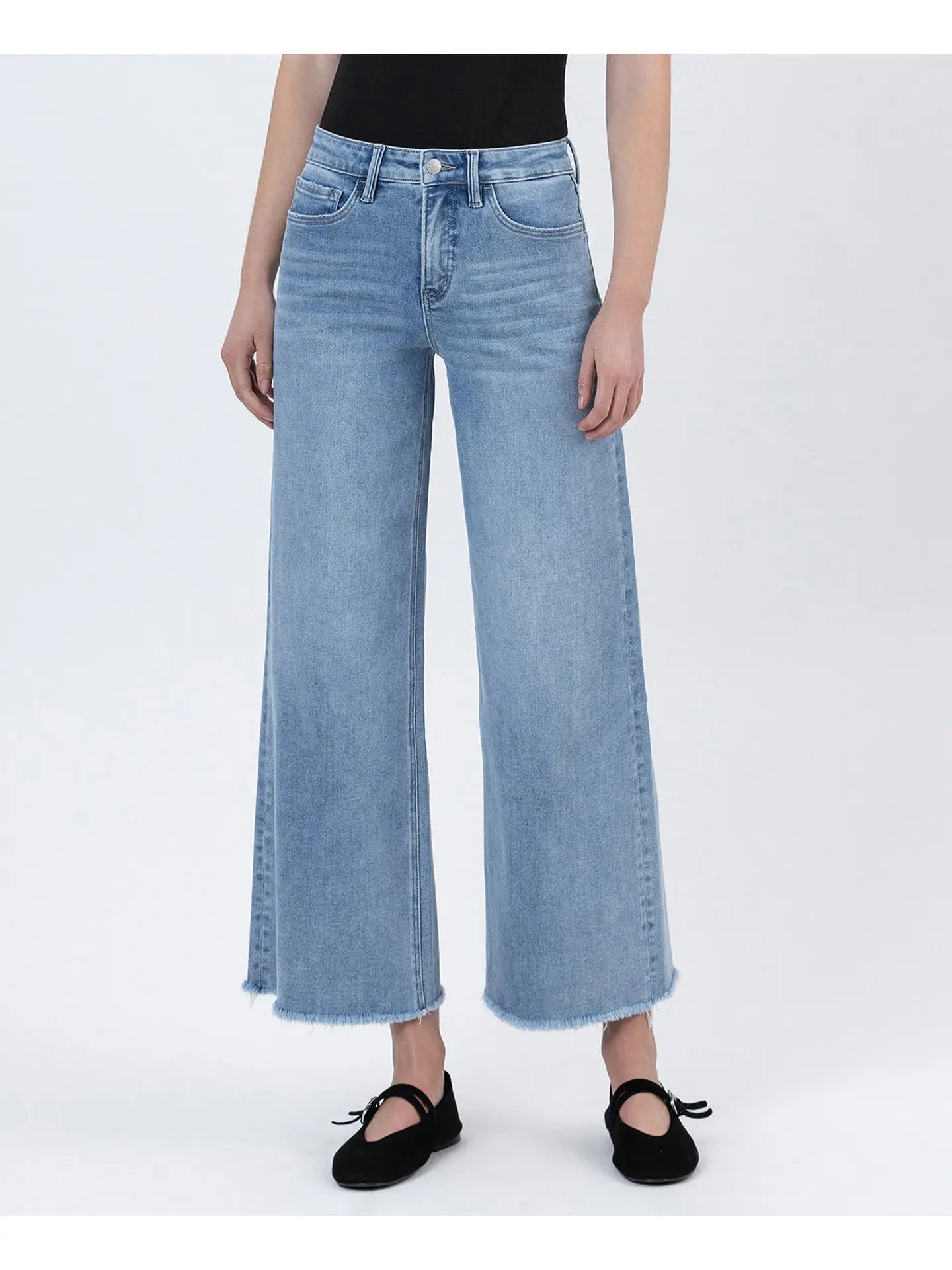 Vervet Tummy Control High Rise Cropped Wide Leg Jeans