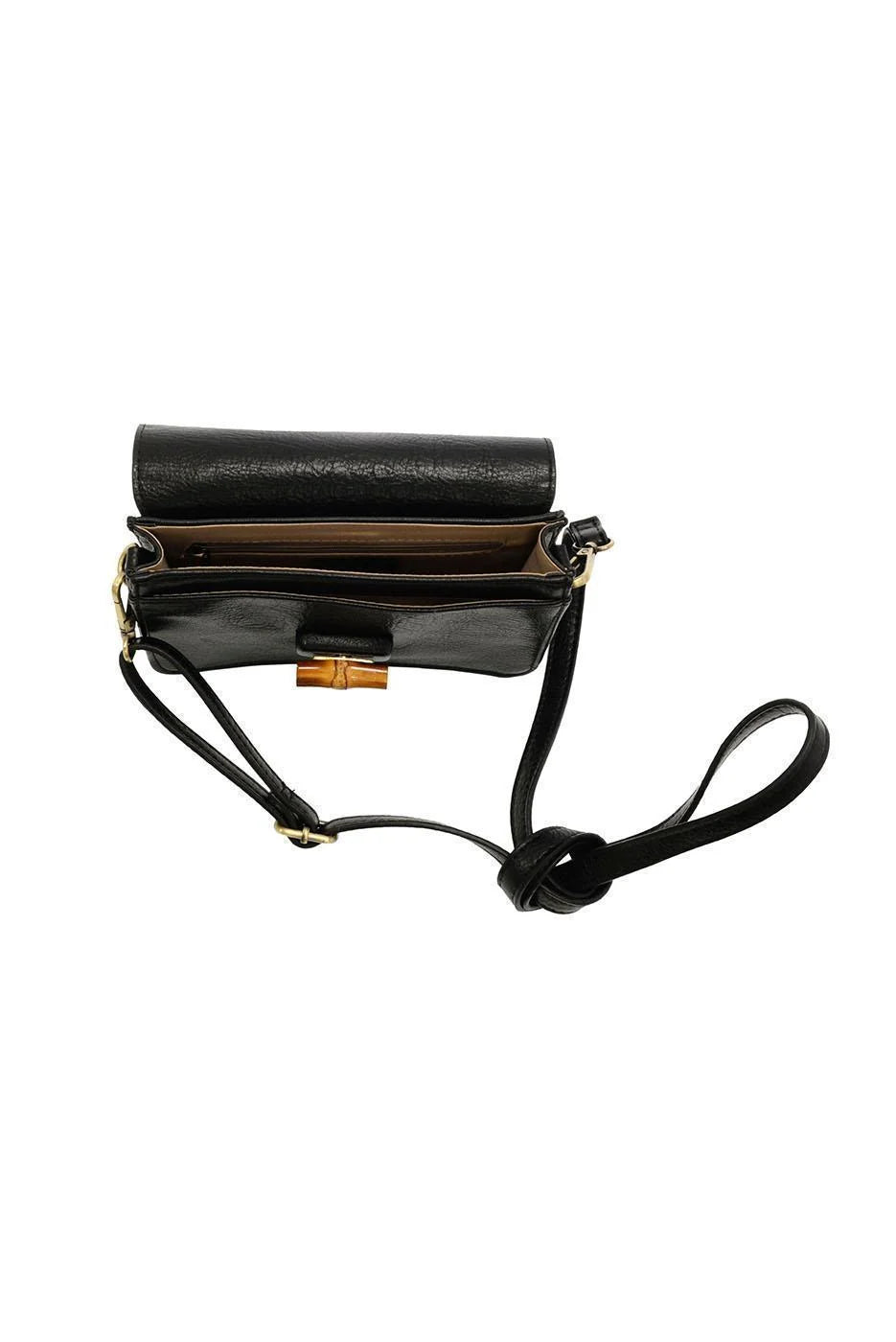 Bonnie Mini Organizer Bamboo Turnlock Crossbody | Black