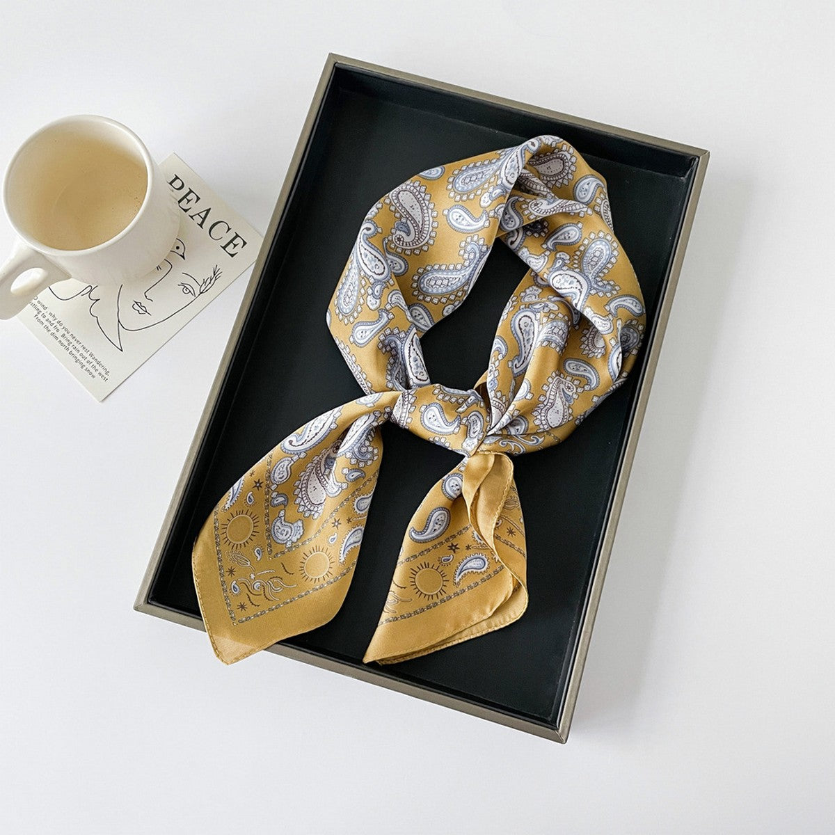 Paisley Satin Square Scarf | Yellow