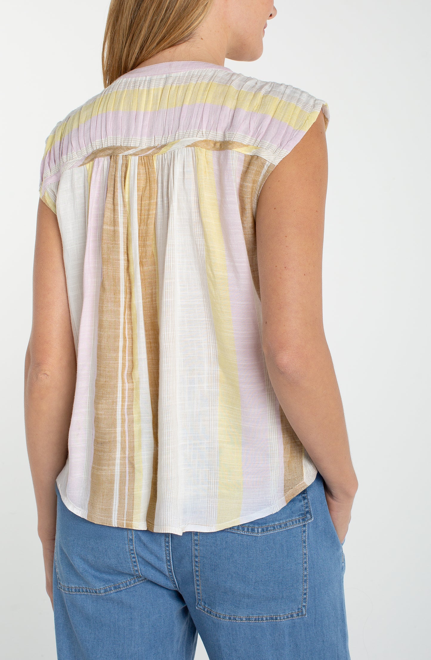 Liverpool Dolman Button Front Woven Blouse | Neapolitan Stripe
