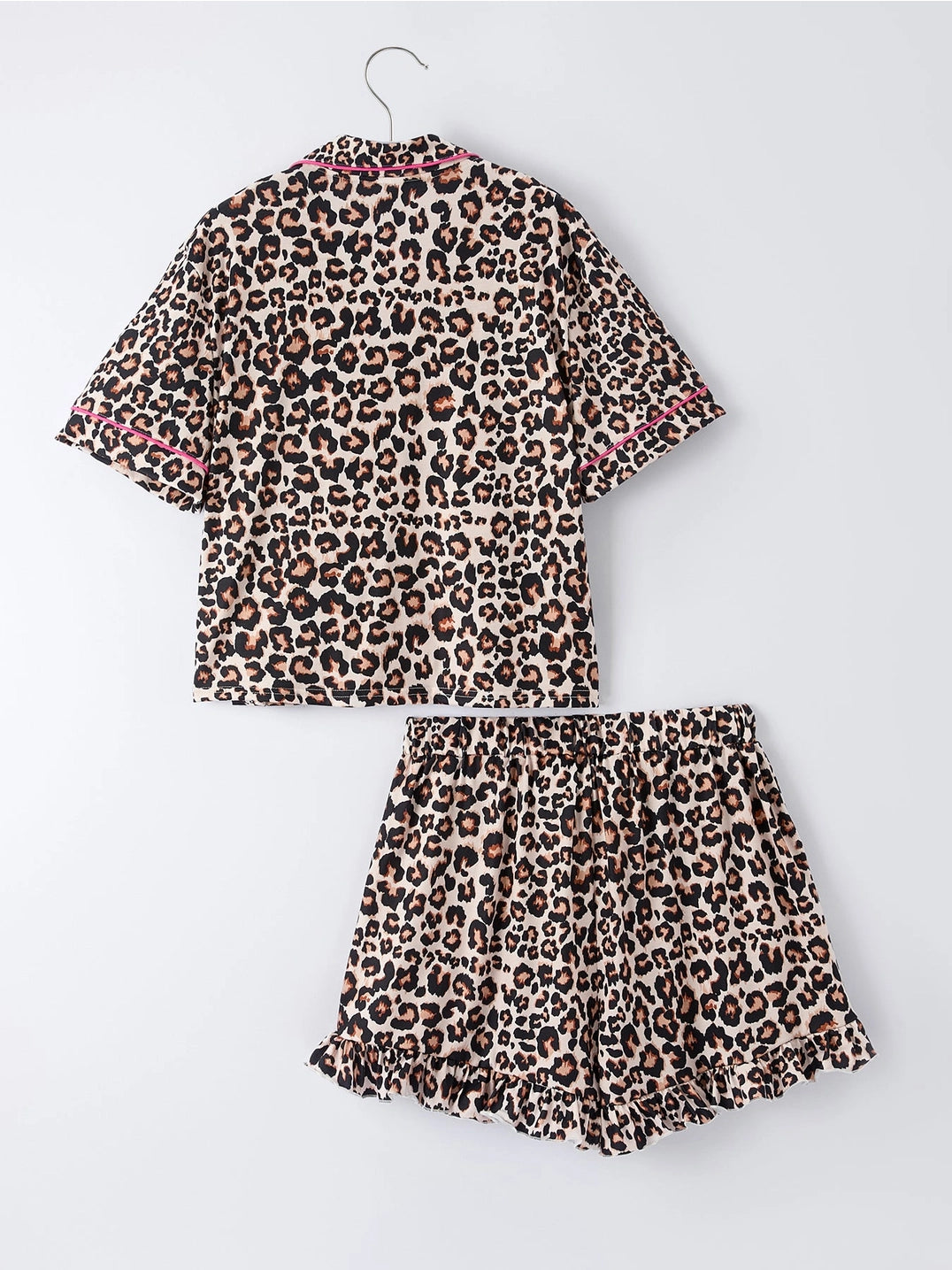 Leopard Print Ruffle Pajama Set