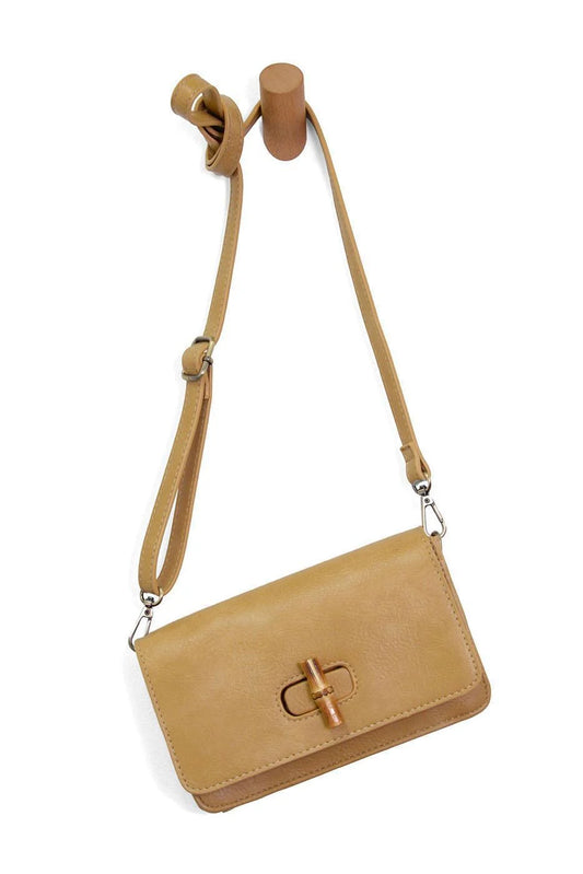 Bonnie Mini Organizer Bamboo Turnlock Crossbody | Tan