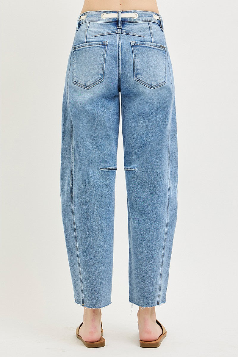 Risen Slouchy Ankle Barrel Drawstring Jeans