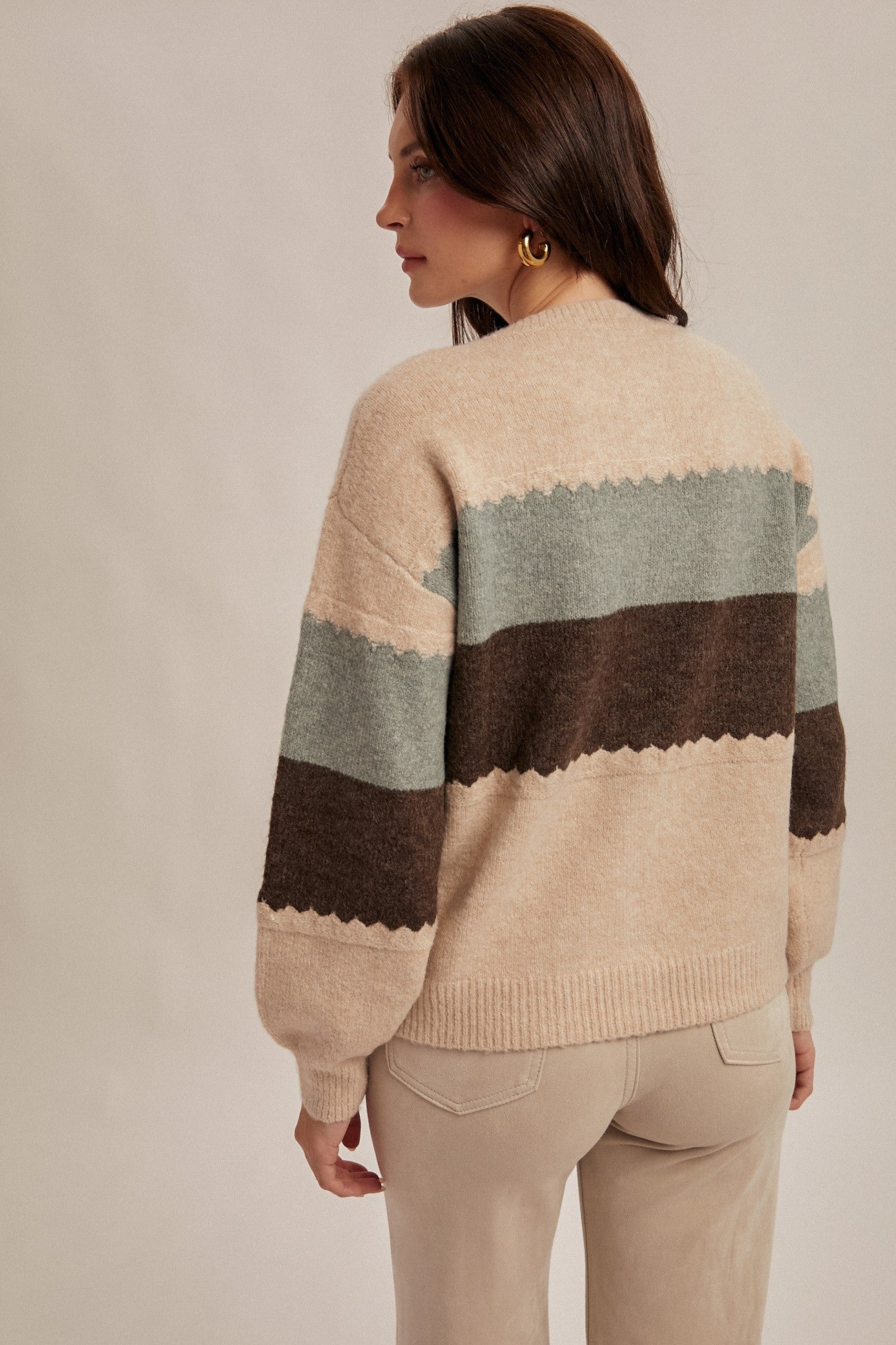 Emma Colorblock Rosette Cardigan