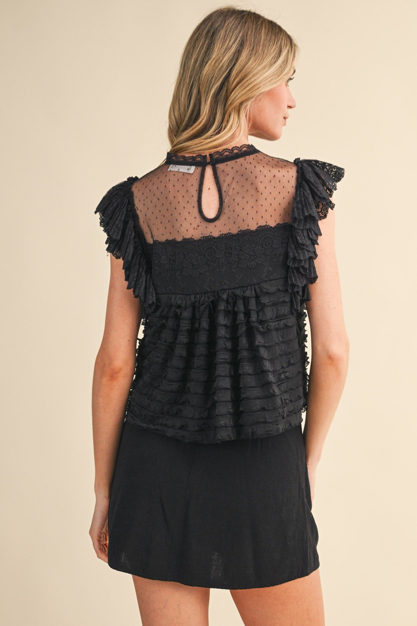 Laila Ruffle Lace Mesh Top