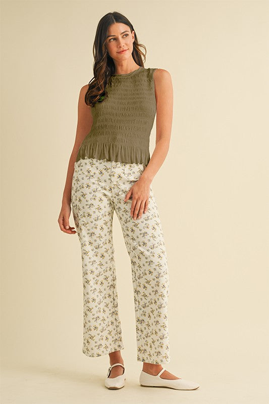 Brynn Smocked Tank | Olive
