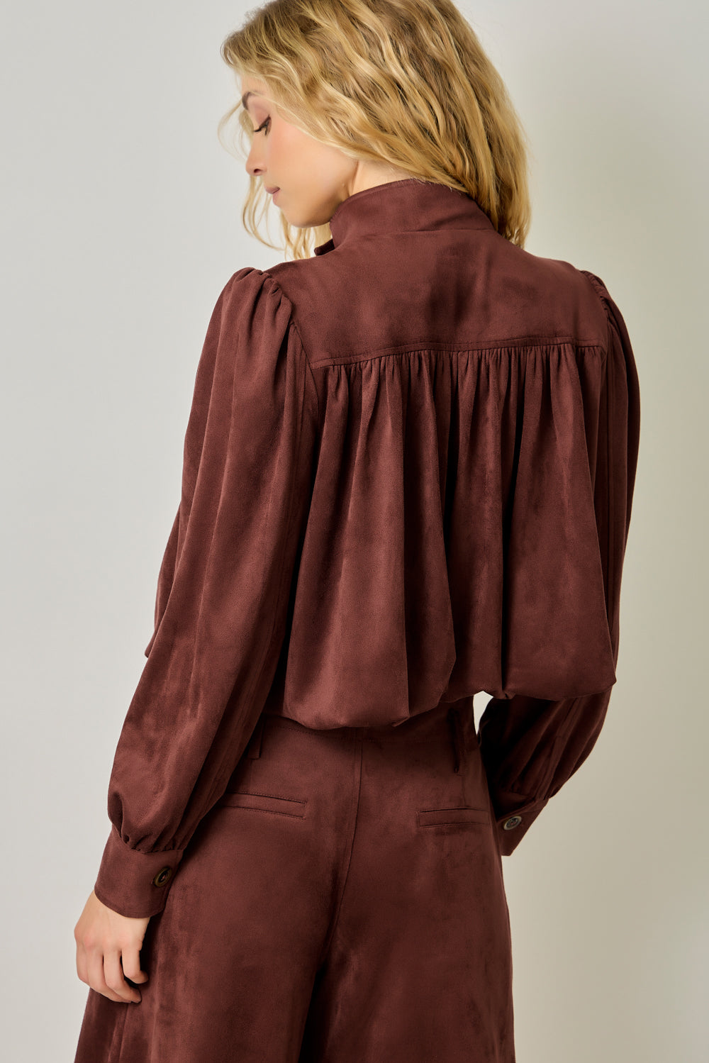 Diana Suede Gathered Blouson Jacket | Burgundy