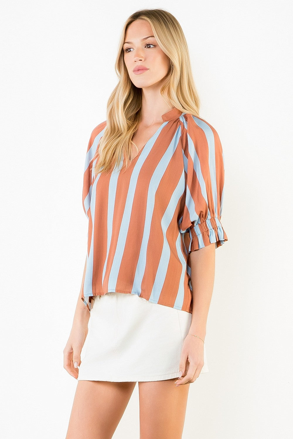 Benji Striped V-neck Top