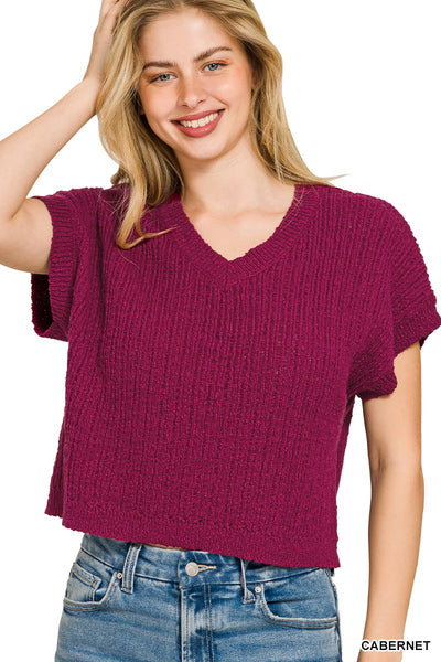 Elise Textured Sweater Vest | Cabernet