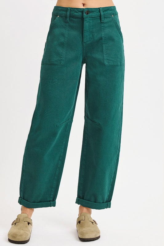 Risen Ankle Cuffed Barrel Pants | Hunter Green