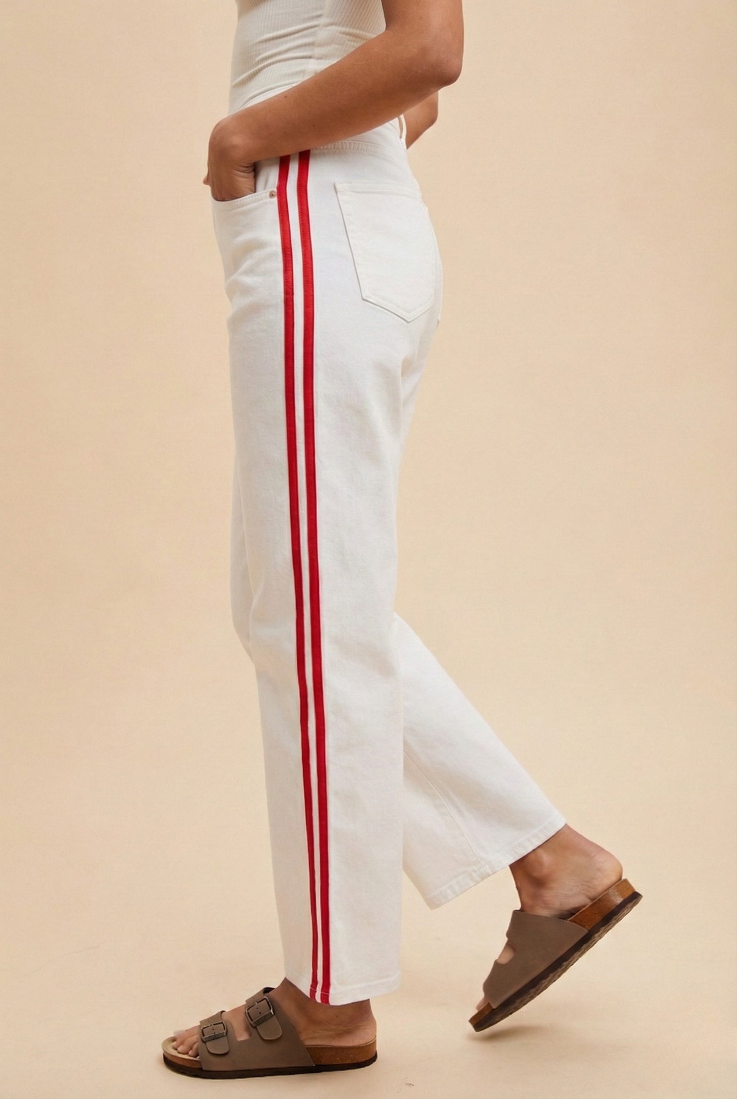 Judy Straight Leg Denim w/ Side Stripe Detail