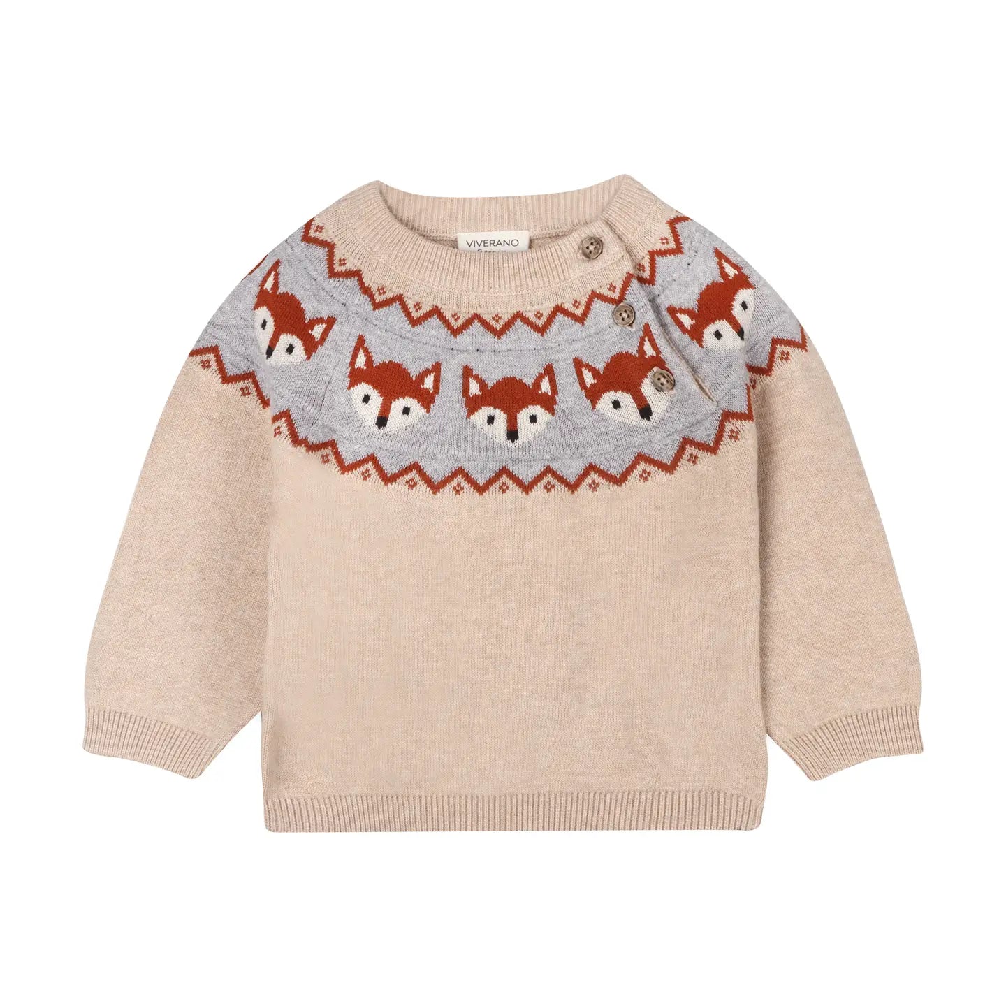 Fox Jacquard Fair Isle Sweater Knit Baby Pullover (Organic Cotton)