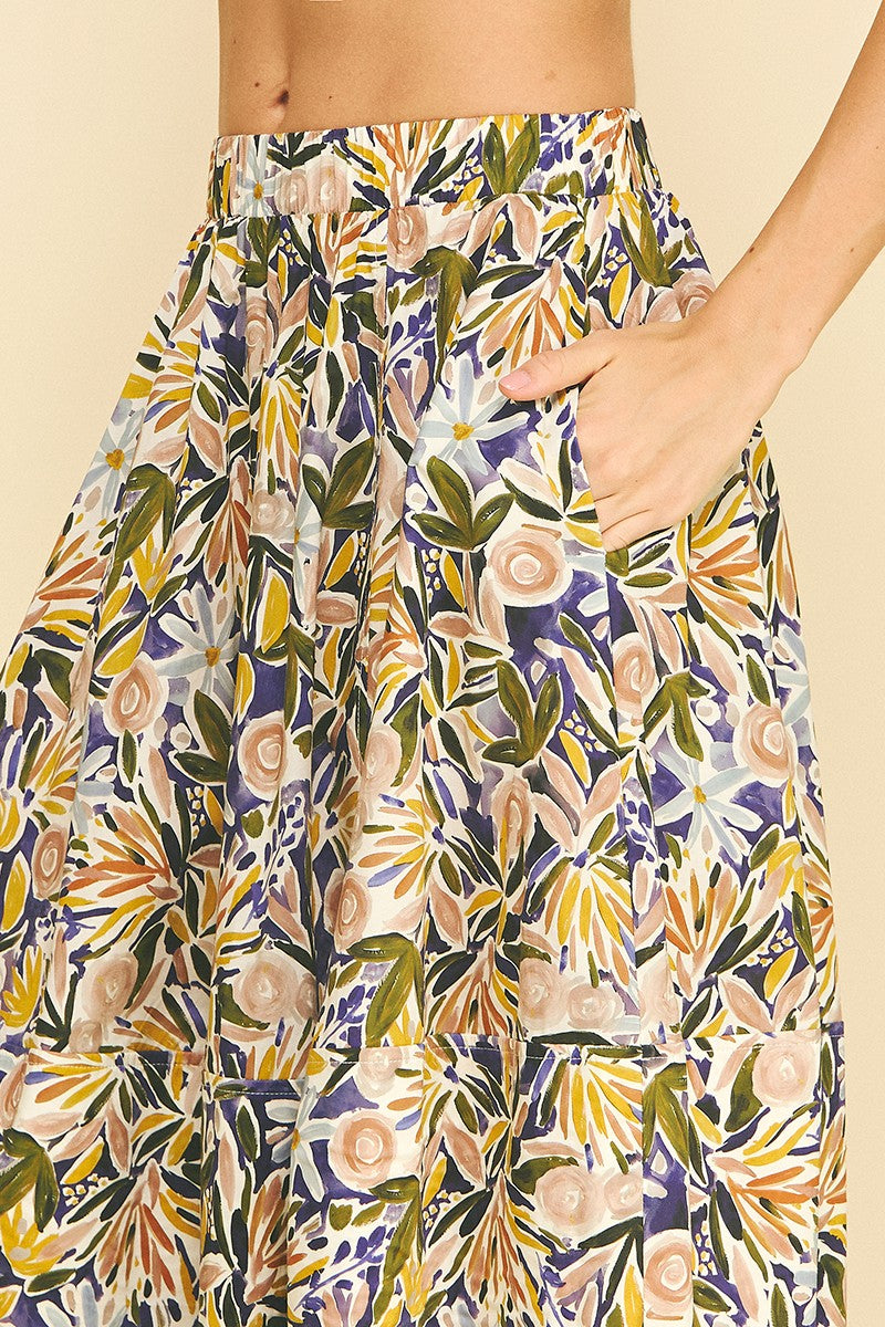 Elias Floral Print A-Line Skirt