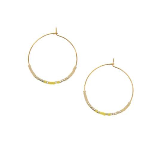 Endless Hoop W/ Yellow Beads | Gold