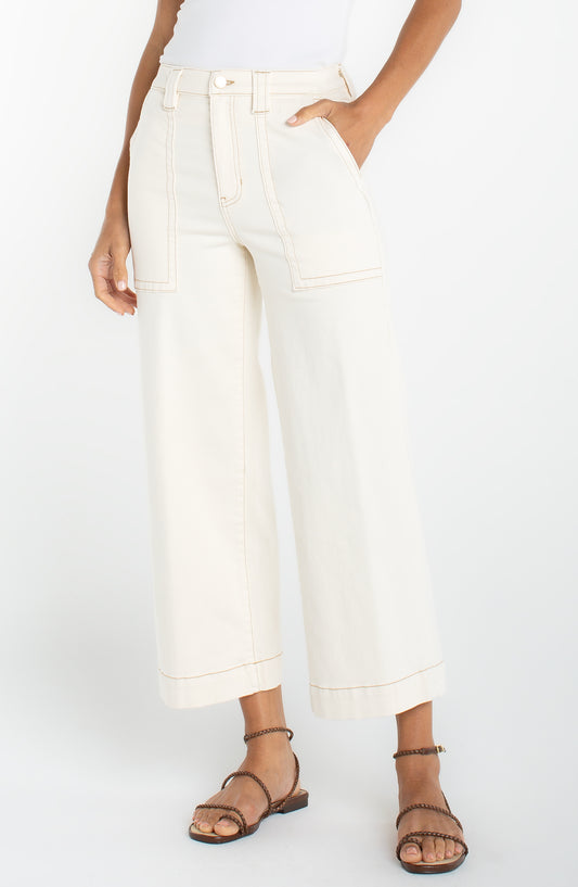 Liverpool Stride High Rise Wide Leg Crop w/ Patch Pocket | Seaside Dunes