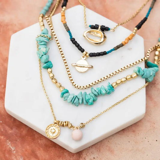 Bohemian Bliss Turquoise Beaded Layered Necklace
