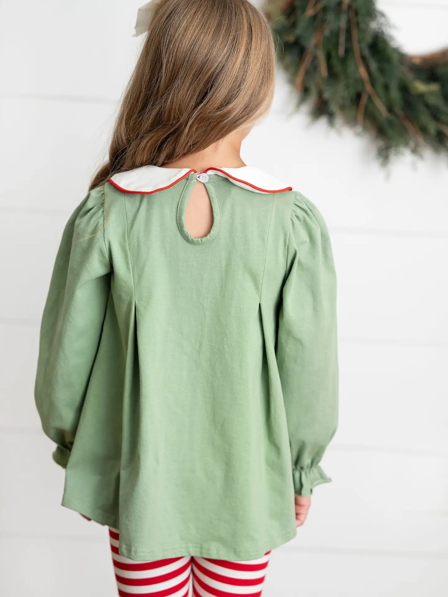 Kids Christmas Candy Cane Stripe Santa Ruffle Legging Set