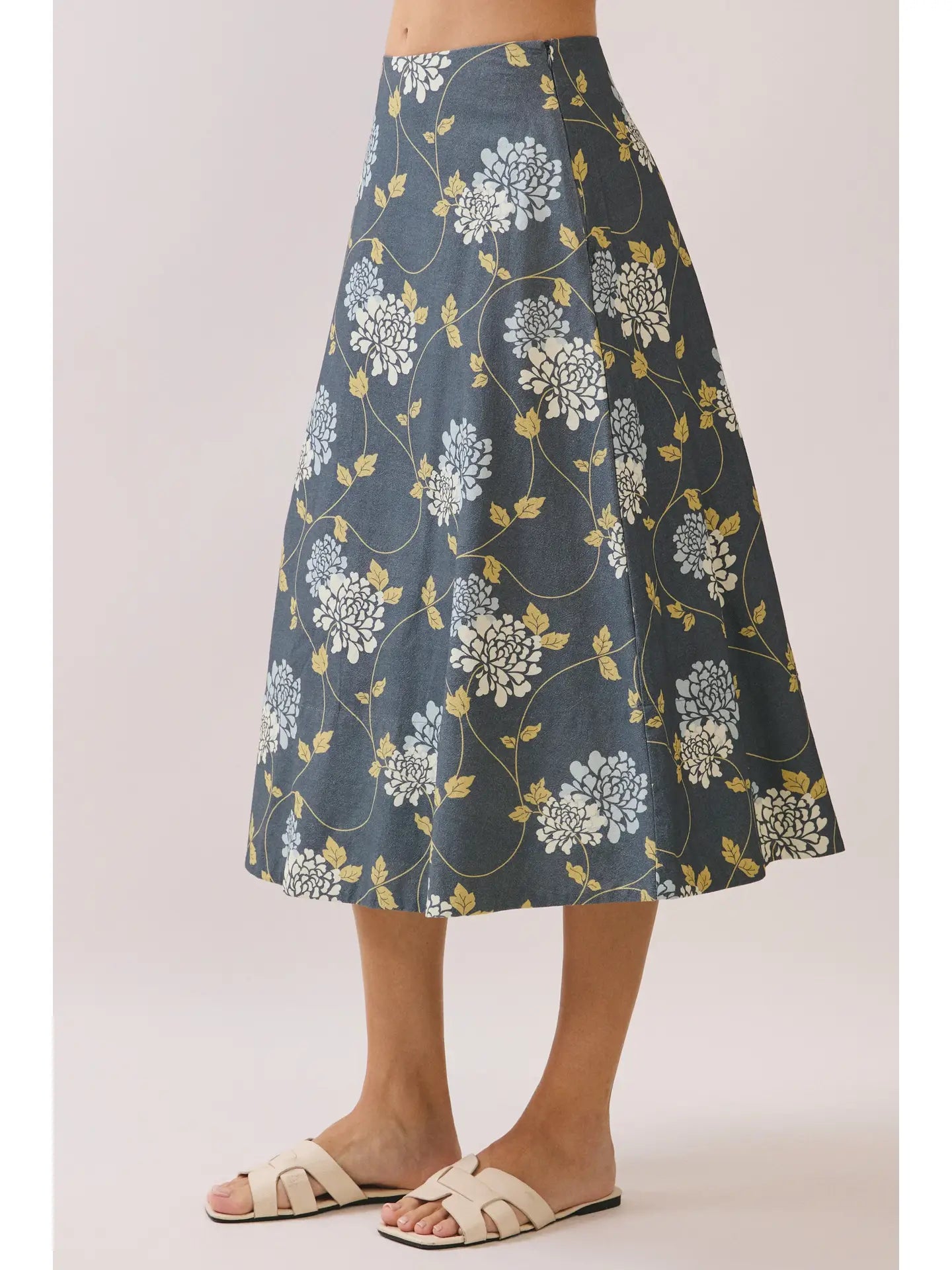 Hadley Floral Print Midi Skirt