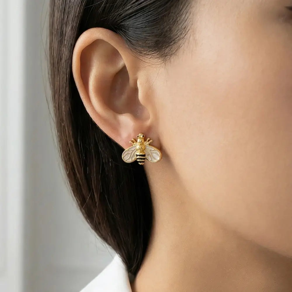 Enamel Bee Stud Earrings