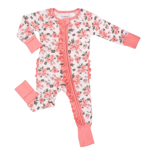 Peony Floral Ruffle Baby Bamboo Pajamas