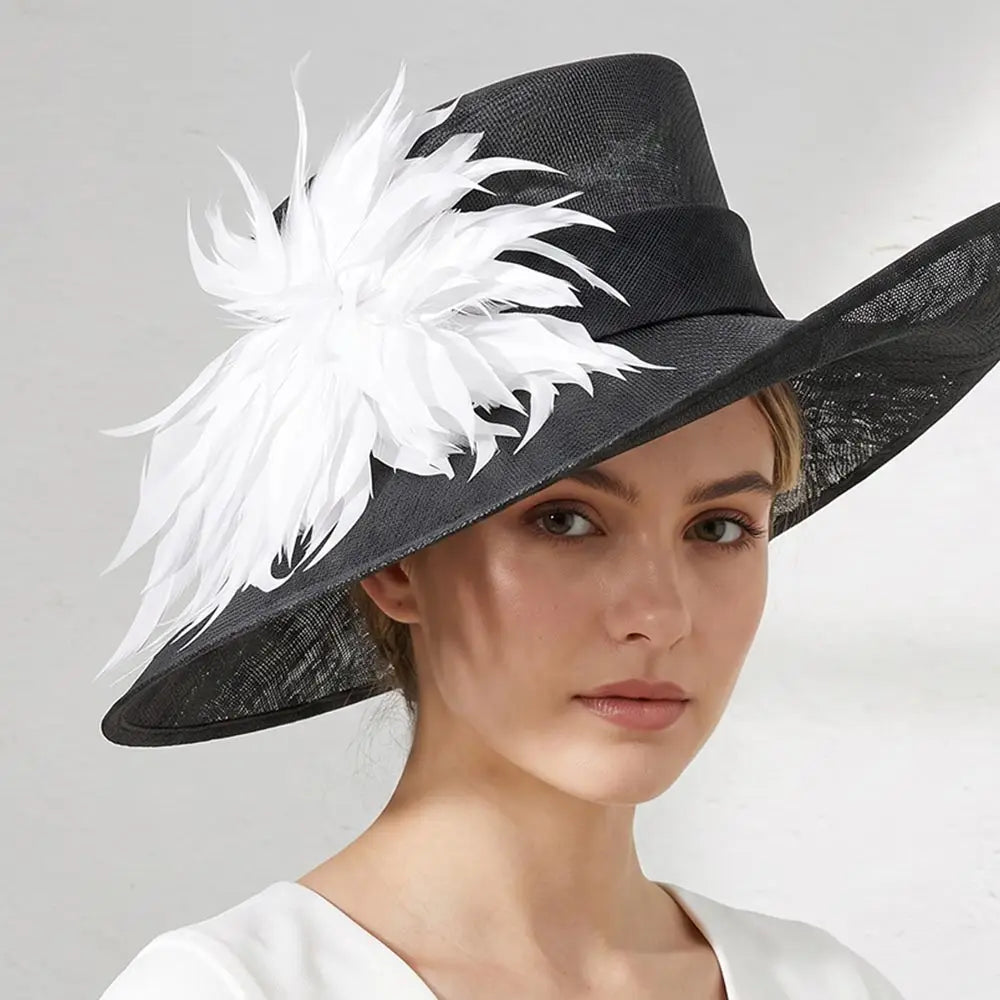 Oversized Feather Flower Hair Clip Pin Brooch | White