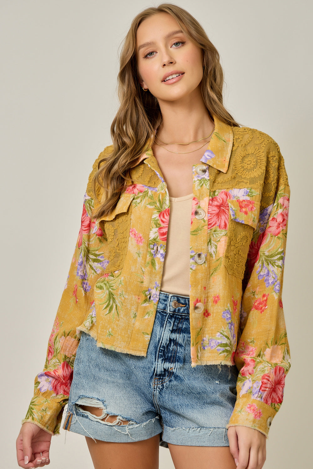 Grace Floral Mixed Media Jacket