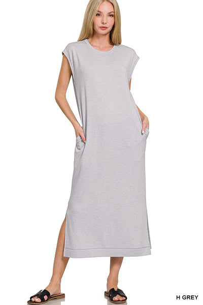  Zoe French Terry Midi Dress | H. Grey
