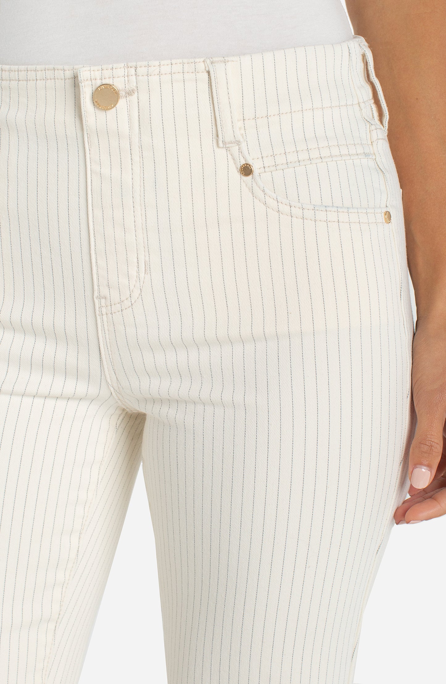 Liverpool Gia Glider Crop Flare With Wide Hem | Nautical Stripe