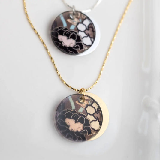 Vintage Garden Eclipse Charm Necklace - Gold 