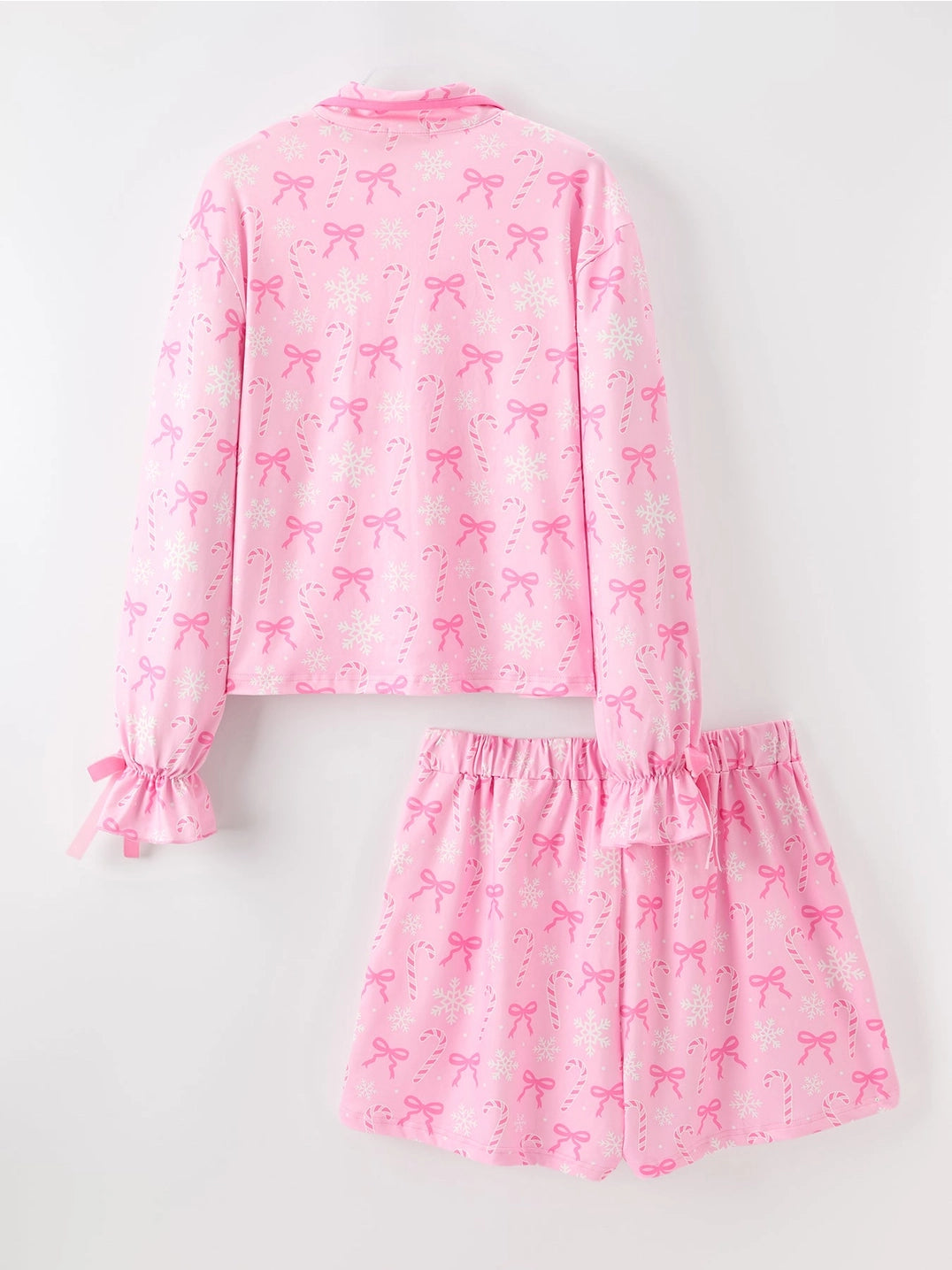 Pink Candy Cane Print Pajama Set
