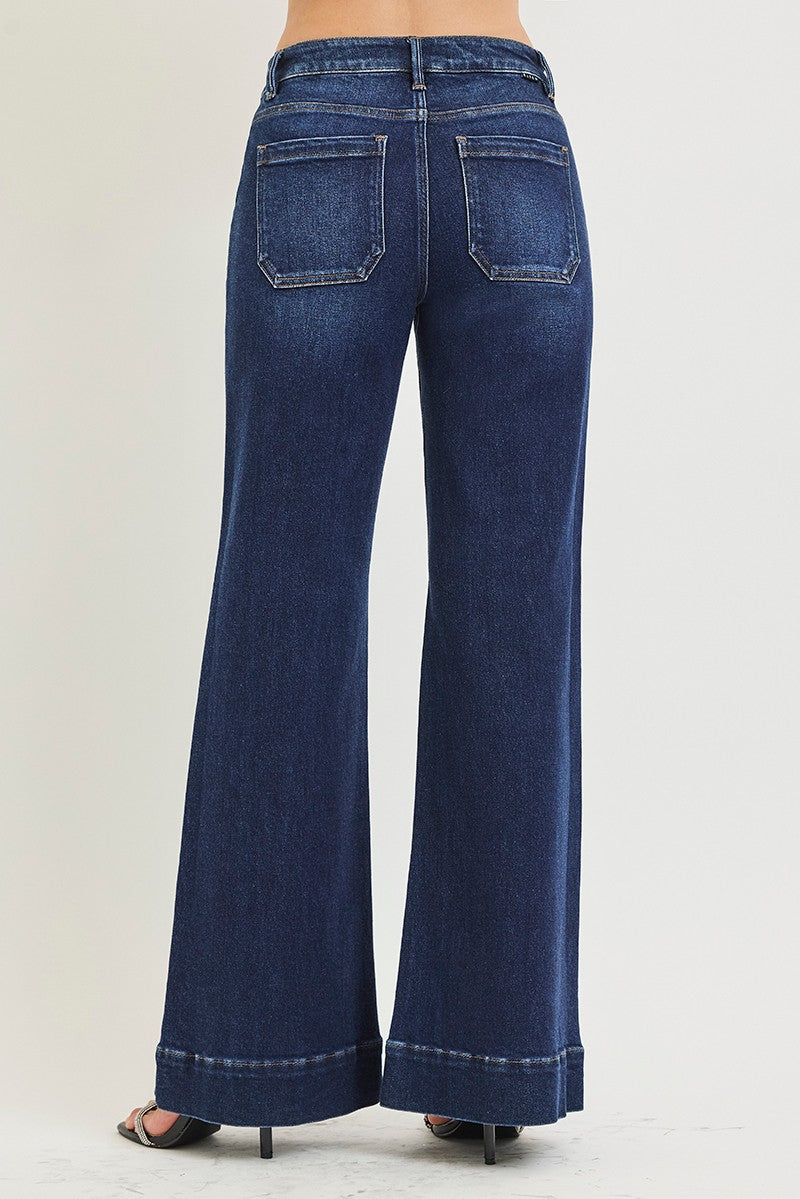 Risen Tummy Control Wide Flare With Wide Hem | Dark