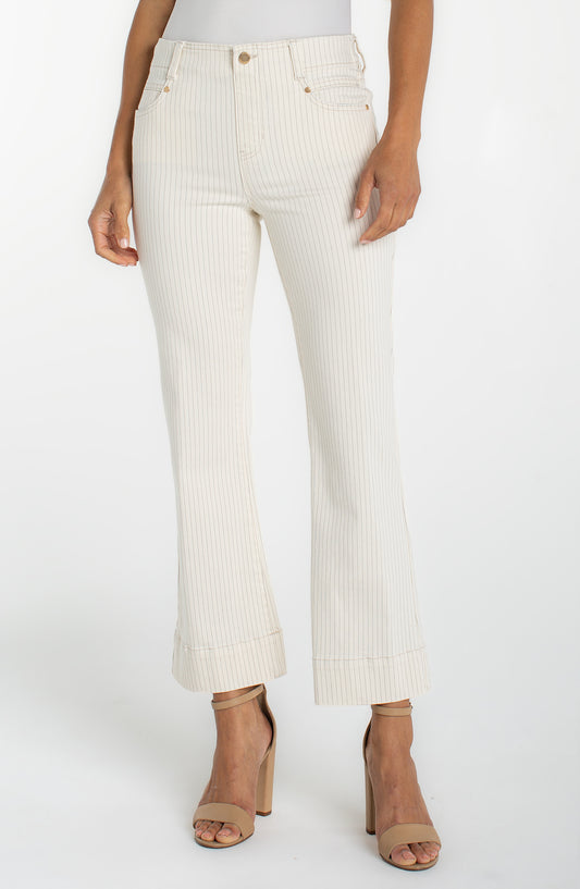 Liverpool Gia Glider Crop Flare With Wide Hem | Nautical Stripe