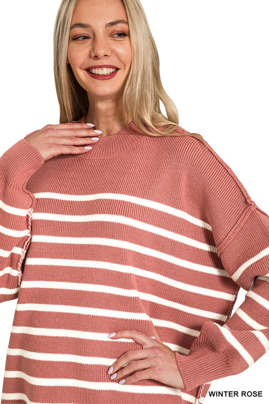 Beth Striped Sweater | Winter Rose