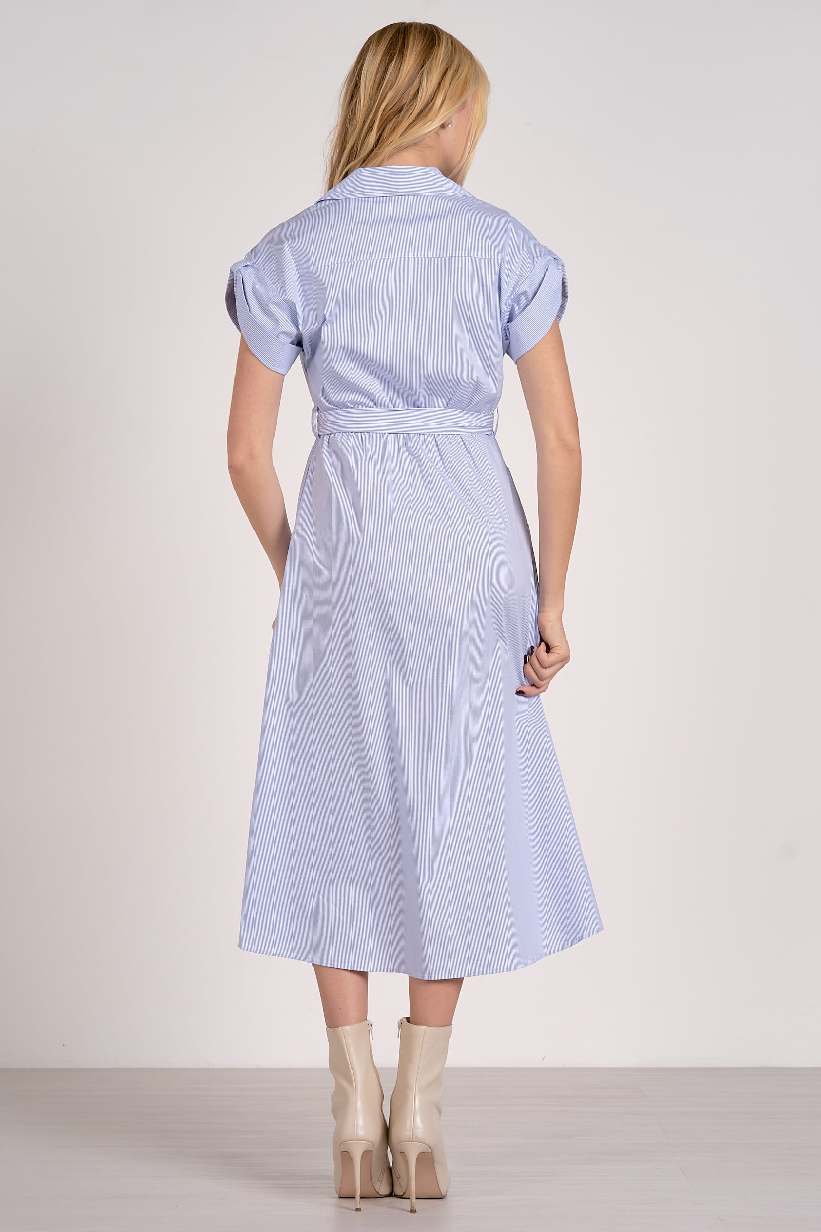 Paityn Blue Pinstripe Midi Dress