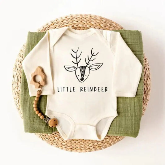 Little Reindeer Long Sleeve Baby Onesie