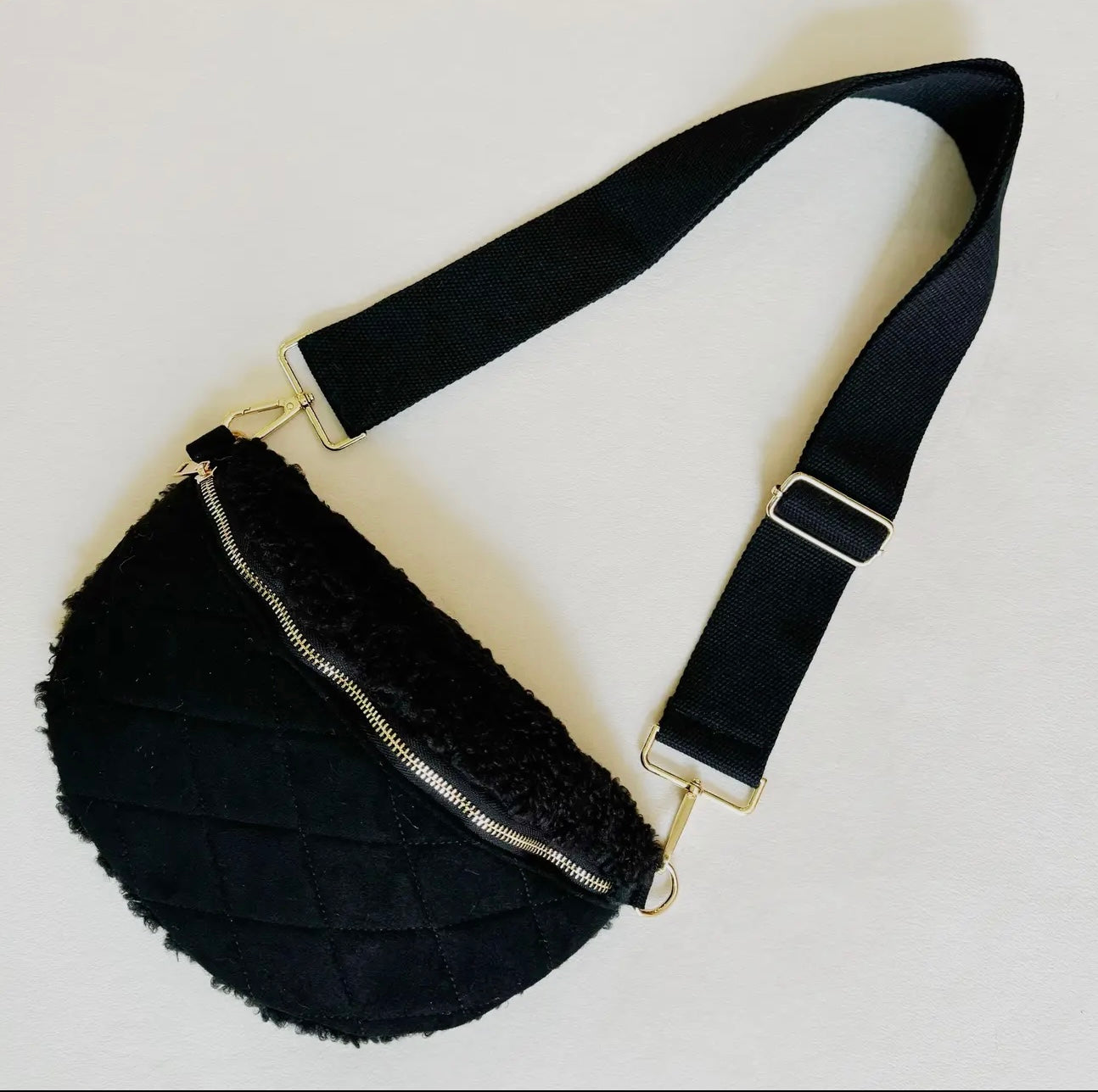 Fuzzy and Quilted Luxe Sling Bag