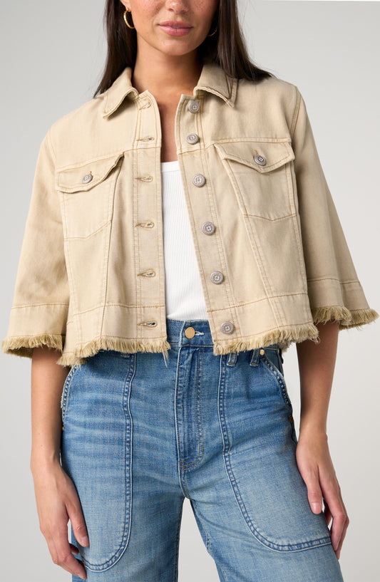 Liverpool Frayed Flounce Jacket | Light Khaki