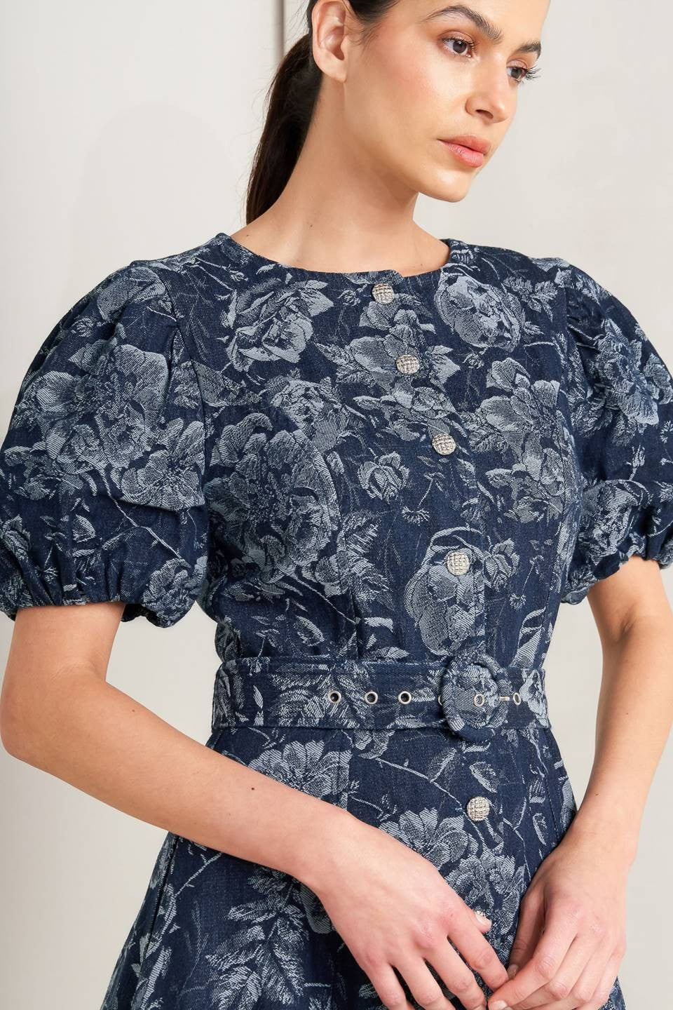 Aria Jacquard Denim Dress