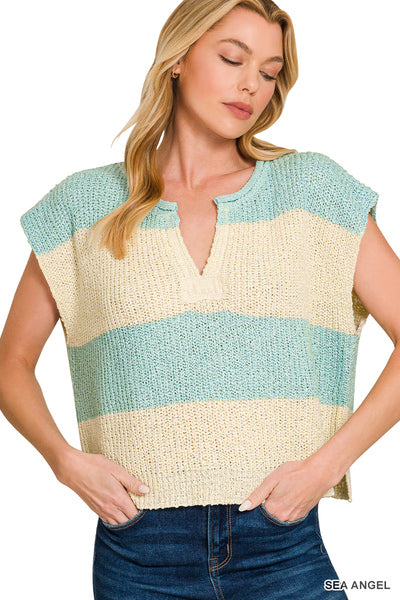 Avery Sleeveless Stripe Sweater | Sea Angel