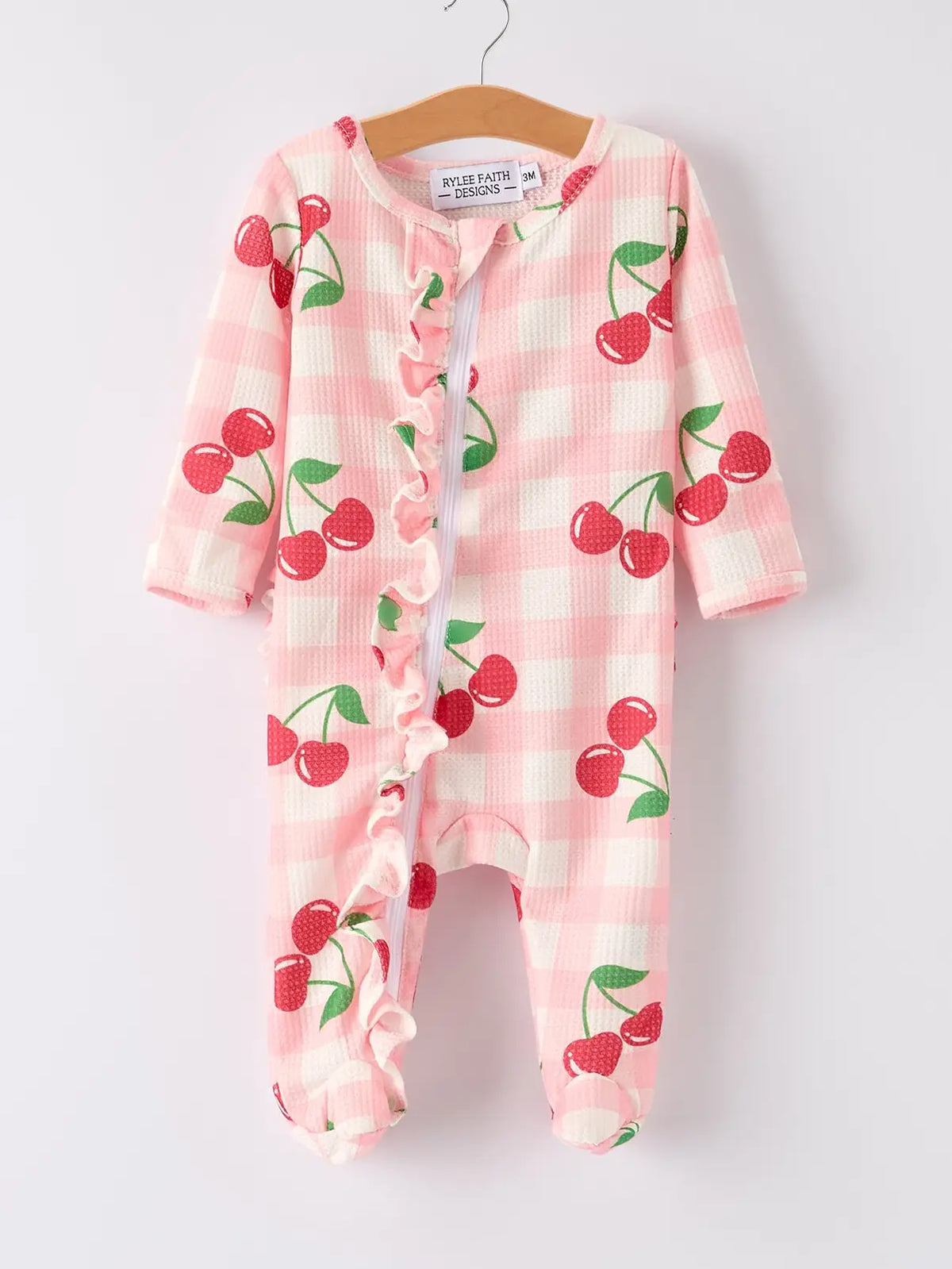 Waffle Cherry Plaid Onesie