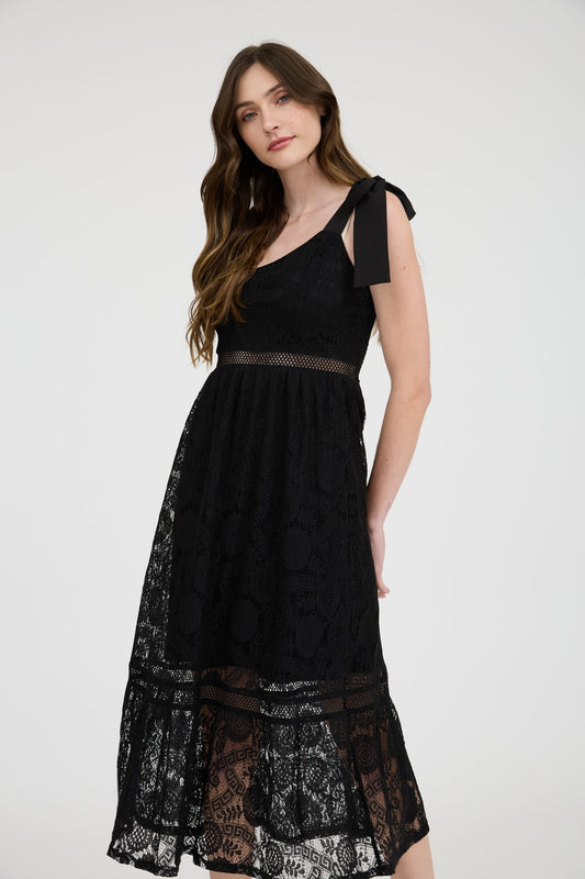 Kallie Lace Midi Dress | Black