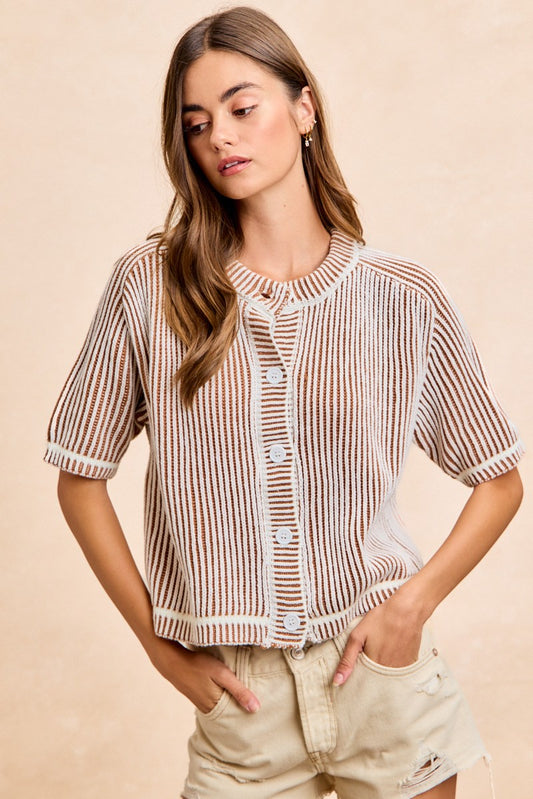 Destyn Two Tone Rib Cardigan