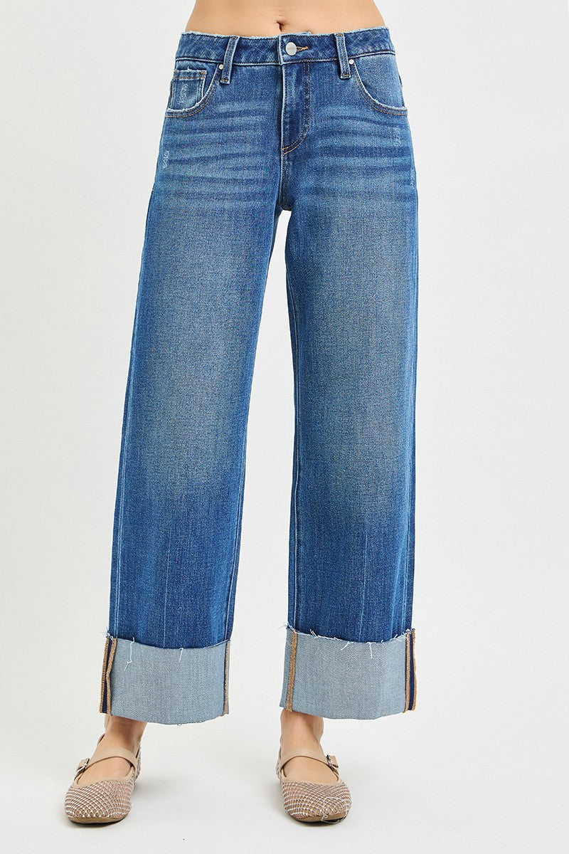 Risen Mid Rise Cropped Straight With Cuffed Hem | Medium